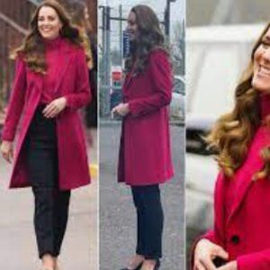 HOBBS LONDON Tilda FUSCIA Wool Coat Size 6